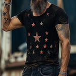 Men's Retro Casual Star Universe Printed Round Neck Short Sleeve T-Shirt