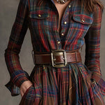 Giulietta - Maxi Check Shirt Dress with Belt