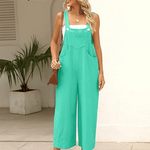 Women's Summer Cotton Linen Overalls â€?Adjustable & Relaxed Fit Jumpsuit