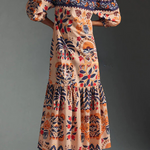 Island Lover Printed Off The Shoulder Pocketed Flowy Midi Dress
