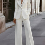 Tailored Pantsuit With Floral Lapel Detail
