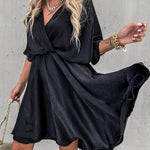 Tell You Something Batwing Sleeve Satin Dress