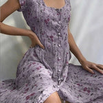 Women's Shift Dress  Short Sleeve Floral Button Front Print Summer