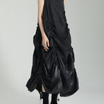 Irregular Clipping Loose Solid Color Round-Neck Midi Dresses