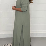 Slit Long Top Trousers Set