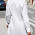 Solid Color Lapel Single Breasted Long Sleeve Dress