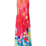 Loose Sleeveless Contrast Color Printed V-Neck Maxi Dresses