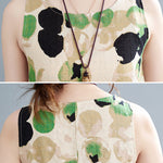 Loose Sleeveless Printed Split-Joint Round-Neck Maxi Dresses