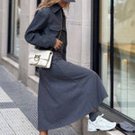 Flowy long knitted midi skirt