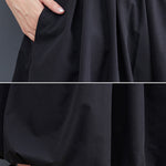 Urban Loose Drawstring High Waisted Black Bubble Skirt