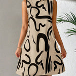 A-line Sleeveless Contrast Color Printed Mini Dresses