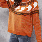 women's halloween ghost retro polka dot long sleeve knitted sweater