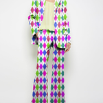 Loose Wide Leg Pockets Printed Pants Suit Pants Trousers
