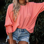 Zeagoo Zeagoo 3/4 Ruched Sleeves Shirt Loose Pullover Top for Women Casual Work Office Loose Fit 2026 | Under $40