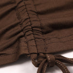 Bodycon High Waisted Drawstring Pleated Solid Color Mock Neck Mini Dresses