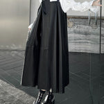 A-Line Loose Asymmetric Pleated Solid Color Split-Joint Square-Neck Midi Dresses Slip Dress