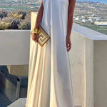 Loose Asymmetric Solid Color Split-Joint One-Shoulder Maxi Dresses