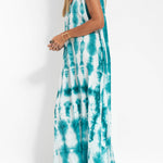 Turquoise print fluid dress
