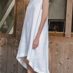 High-Low Loose Solid Color Round-Neck Midi Dresses