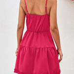 Loose Sleeveless Falbala Solid Color Spaghetti-Neck Mini Dresses
