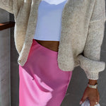 Solid Color Casual Long Sleeve Knitted Cardigan