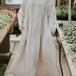 Round Neck Casual Loose Solid Color Long Sleeve Maxi Dress