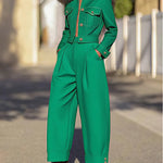 High Waisted Wide Leg Pleated Split-Joint Pants Trousers