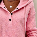 Women'S Casual Heart-Patterned Hooded Pullover Sweatshirt