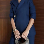 Exquisite and Fashionable Stand Lapel Neck Metal Button Long Sleeve Blazer