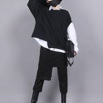 Black Empire False Two Asymmetric 9 Points Culottes Pants