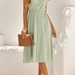 Sweet Elegant Solid V Neck A Line Short Sleeve Dress