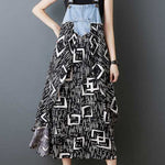 Loose Plus Size Flower Print Pockets Split-Joint Spaghetti-Neck Maxi Dresses Suspender Dress