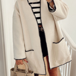 Solid Color Piping Woolen Coat