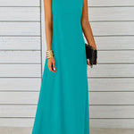 A-Line Loose Solid Color Round-Neck Maxi Dresses