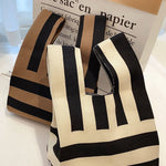 Knitting Checkerboard Zebra-Stripe Striped Bags Accessories Handbags