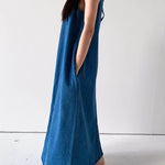 A-Line Loose Pockets Solid Color Tied Round-Neck Maxi Dresses