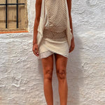 Isla Linen Blend Ethnic Print Knit Panel Loose Tank