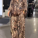 Wild Animal Print Drapey Loose Wide-Leg Pants Set