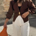 Women's V-neck Button Knitted Cardigan