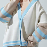Striped Colorblock Casual Fashion Button Cardigan Sweater