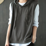 Artistic Retro Solid Hooded Vest