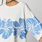 Floral Print Loose Round Neck Short Sleeve T-shirt