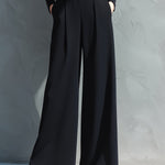 Women's Black Classic Knit Turtleneck Wide - Leg Jumpsuit