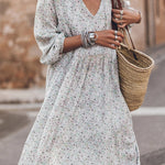 Multicolor Floral V Neck Slits Maxi Dress