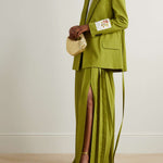 High Waisted Loose Pleated Solid Color Split-Side Skirts