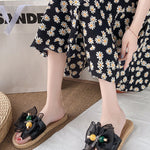 Bowknot Gauze Open Toe Split-Joint Slippers