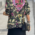 Camouflage Graffiti Heart Suit Jacket