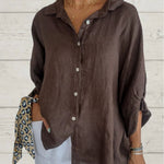 Women's  Cotton & Linen  Casual Tie-back  Shirt