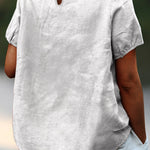 Embroidery Style Floral Bush Pattern Printed Women's Casual Cotton And Linen Shirt
