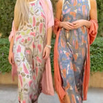 Women's Printed Satin Cardigan Dress Two-Piece Set